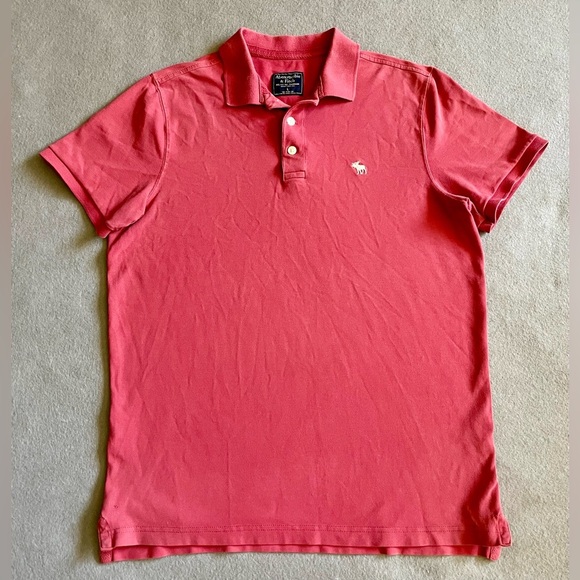 Abercrombie & Fitch Other - Abercrombie & Fitch Men’s Polo Shirt Red Coral Large Stretch Cotton Logo